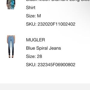 Mugler Blue spiral Jeans